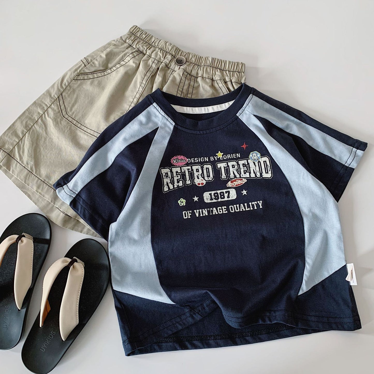 Children's Short-sleeved Summer Stitching Sports Pullover Class Handsome Children's T-shirt