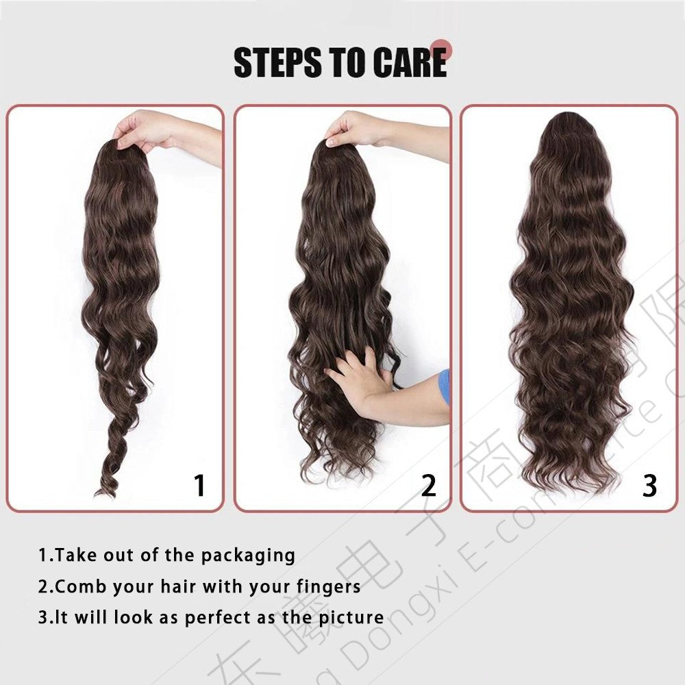 Long Curly Female Drawstring Hair Extension Horse Tail African Big Wig Ponytail