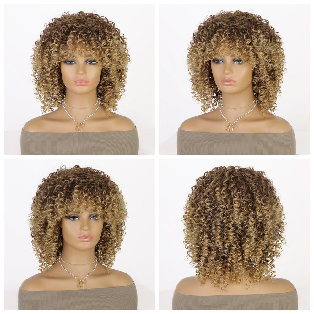 Volume Fluffy Female Synthetic Chemical Fiber Popular Afro Whole Wig Short Curly Hair