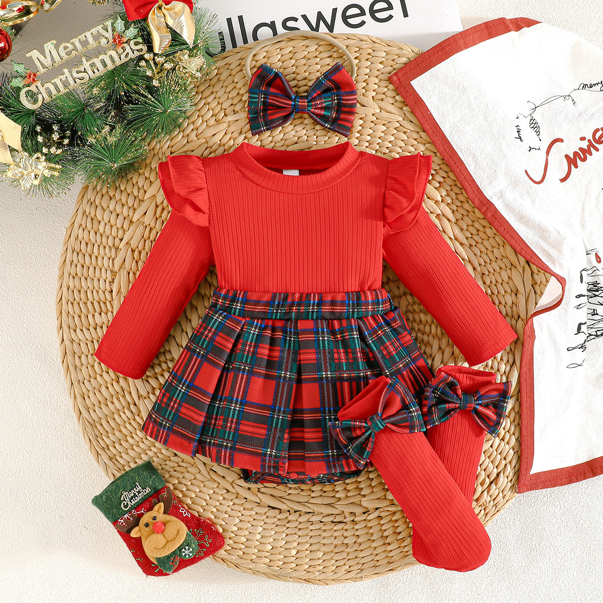 Preppy Style Lace Bow Skirt Sleeveless Dress Two-piece Jumpsuit, Climbing Suit