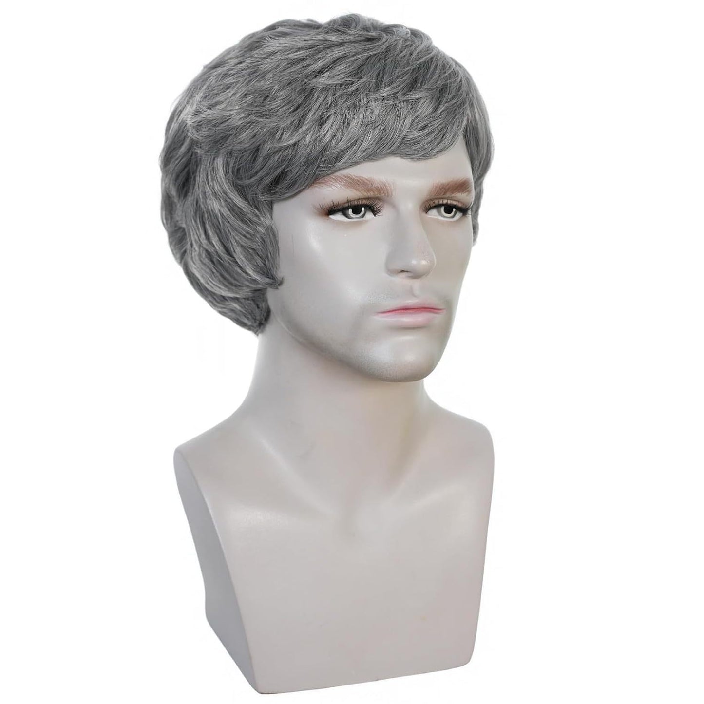 Men's Black Gray Split Short Daily Wear Men's Wig