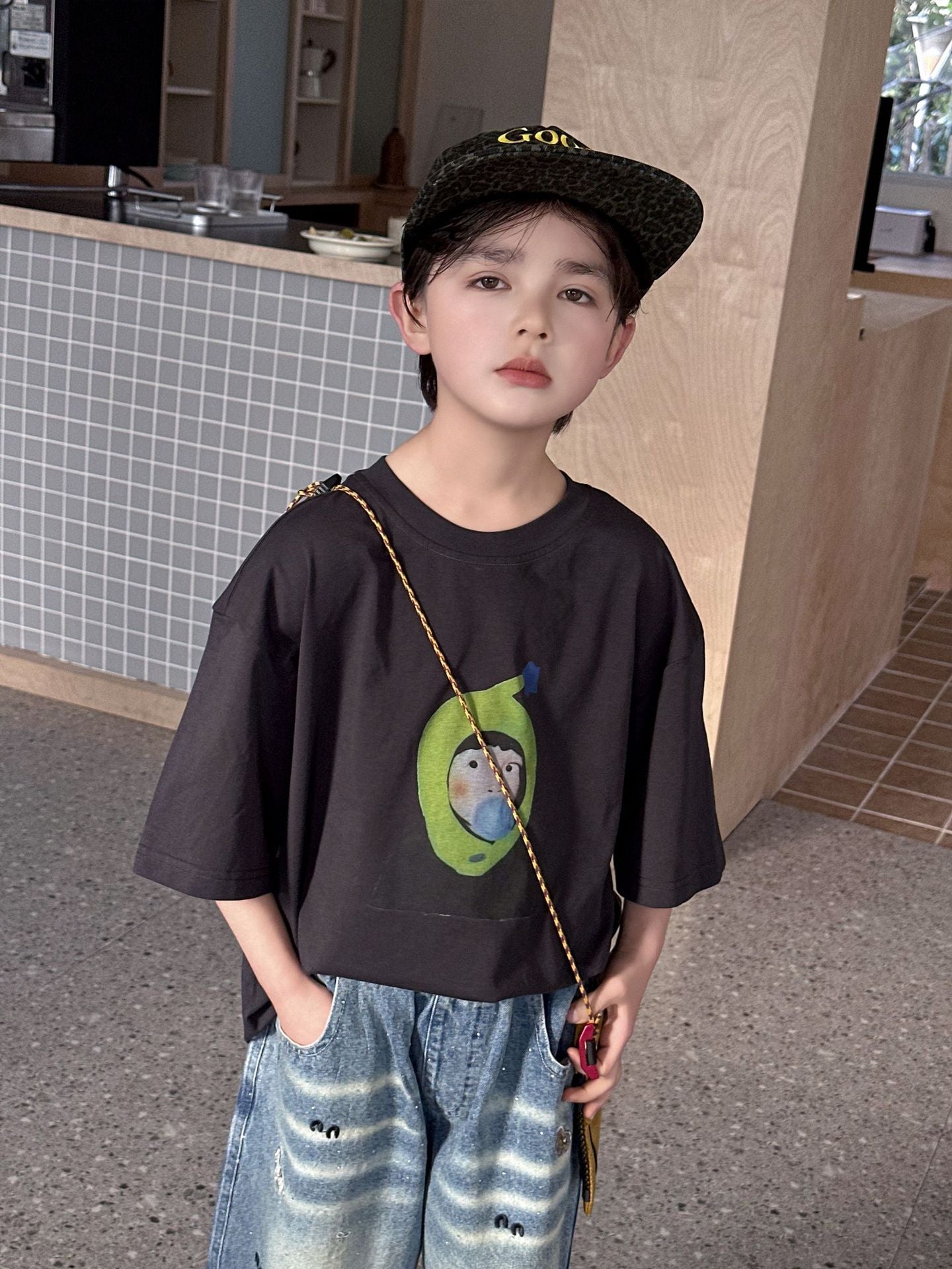 Children's Comfort Casual Half-length Sleeves Top Printed Children's T-shirt