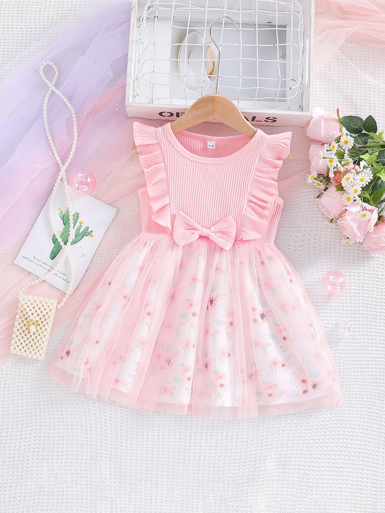 Children's Sweet Bowknot Tulle Skirt A- Line Children's Dress