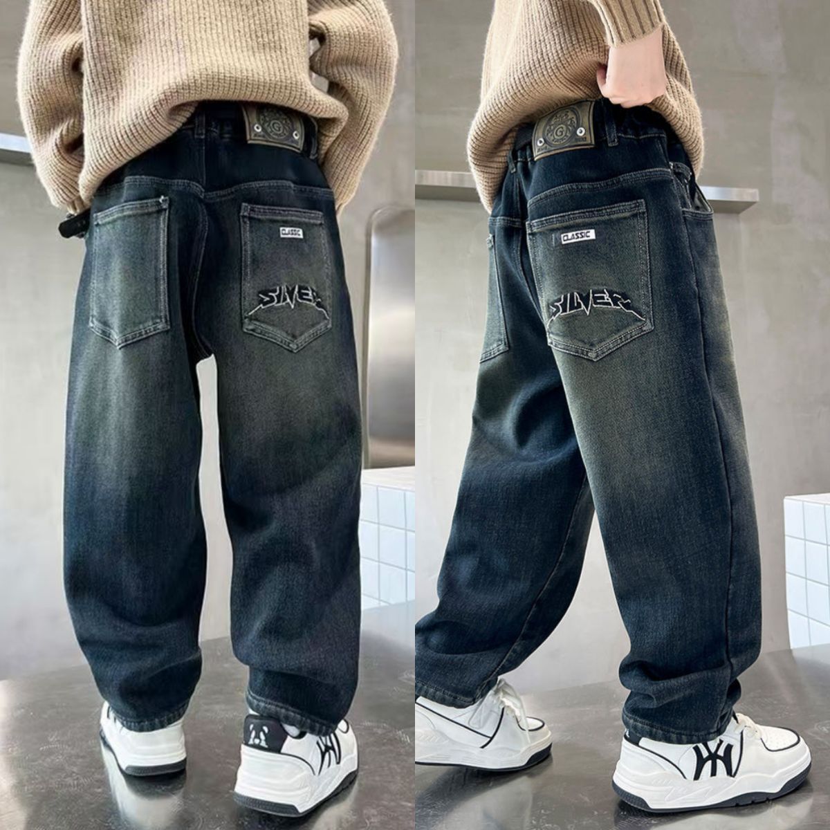 Medium Big Denim Daddy Loose Comfortable Domineering Cool Wild Children's Pants