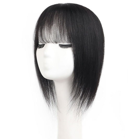 Women's Real Hair One-piece Piece Head Covering White Increasing Lightweight Breathable Wig