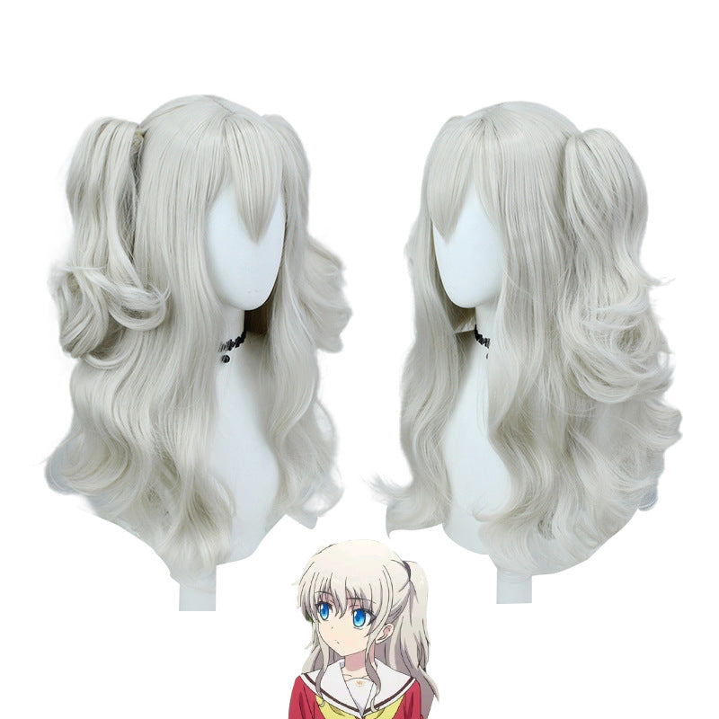 Women's Charlotte Linen Gray Curly Hair Double Ponytail Cos Wig