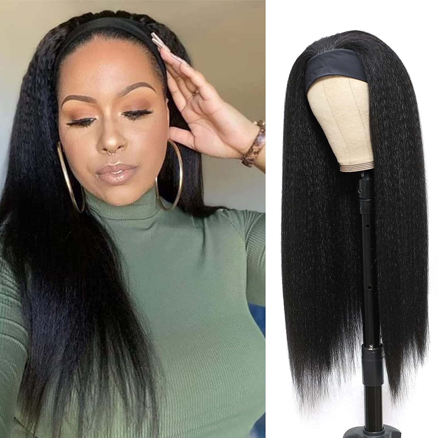 Straight Hair Ice Silk Band Headband Other Wig