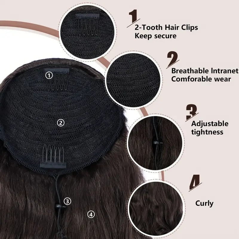Short Hair Fluffy Curly Extension Horse Wig Ponytail