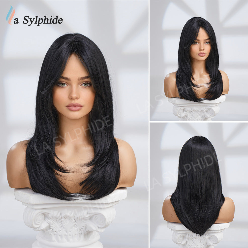 Curly Hair Partial Bangs Female Mechanism Wig Long Curls