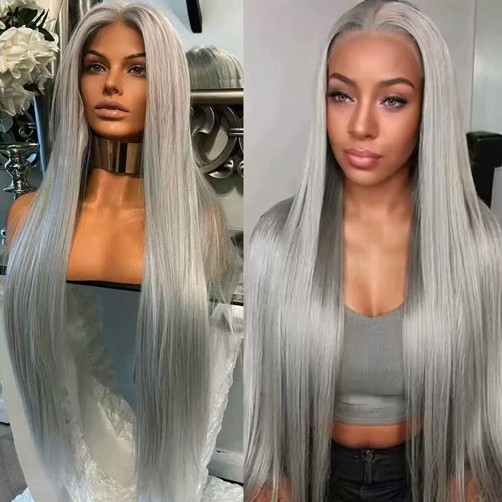 Fashion Mid-length Front Lace Orange Hair Synthetic Long Straight Wig