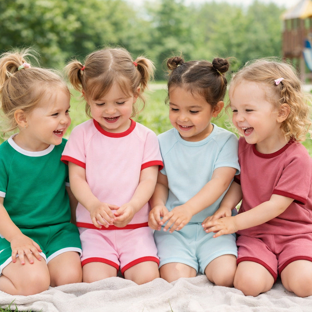 Children's Summer Boys Korean Style Loose Solid Color Short Sleeve Shorts Children's Suit