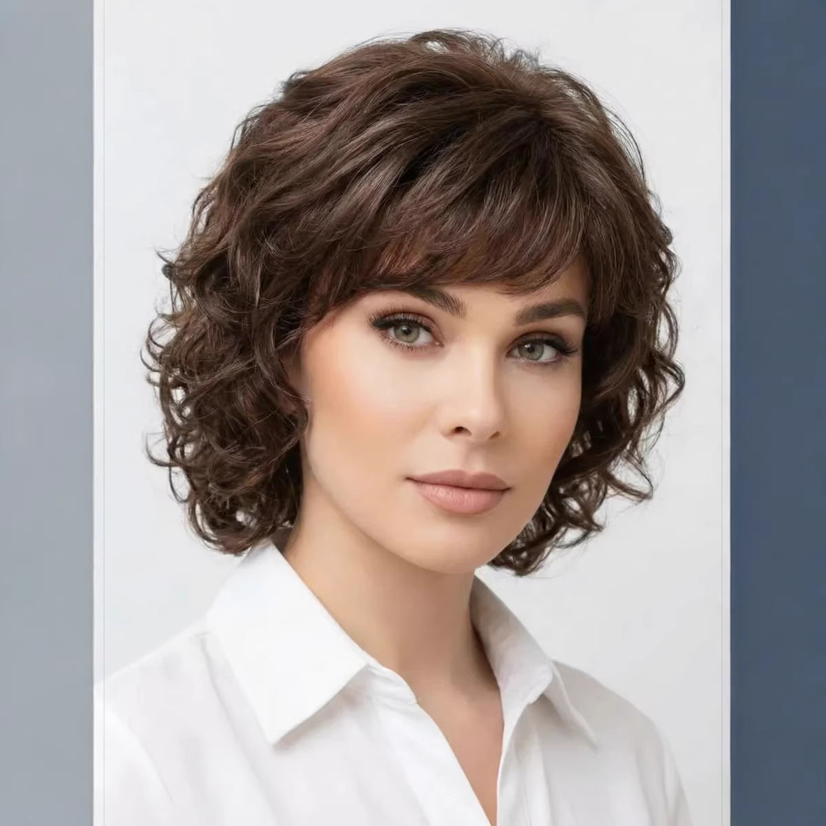 Women's Fashion Side Bangs Chemical Fiber Wig Short Curly Hair