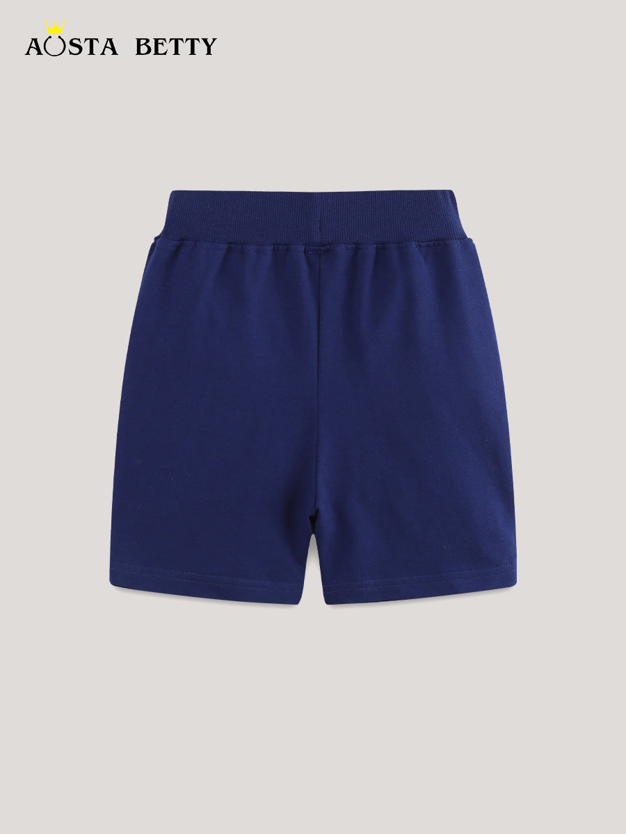 Children's Summer Shorts Creative Animal Embroidered Leisure Cropped Knitted Cotton Children's Pants