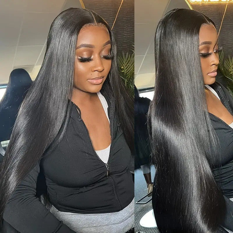Popular Fashion Female Front Lace Middle Long Straight Wig