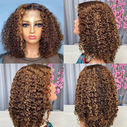 Front Lace Curly Hair Head Cover Piano Color African Small Wig Long Curls
