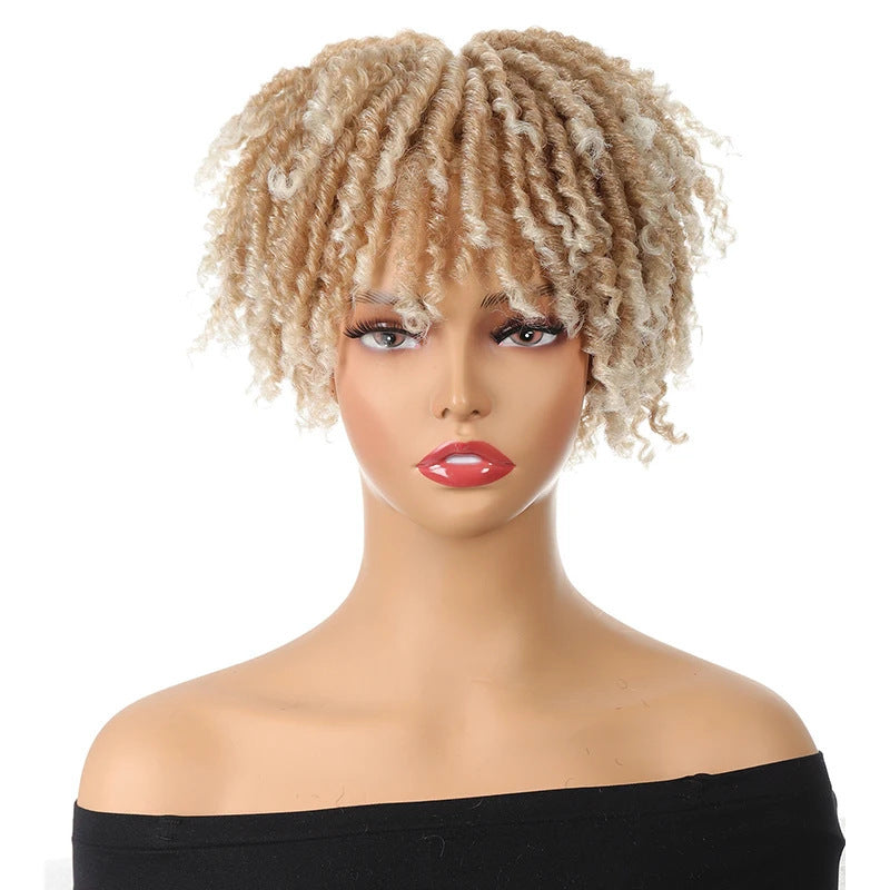 African Dreadlocks Braid Head Synthetic Chemical Fiber Half Wig Short Curly Hair