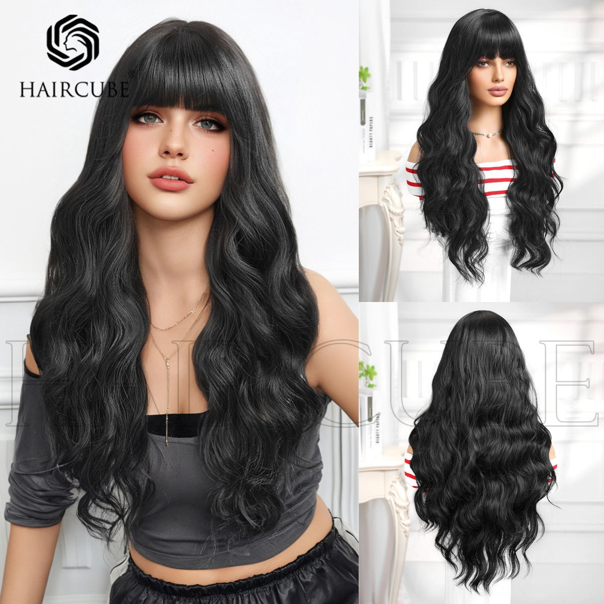 Women's Orange Mid-length Curly Hair Natural Mechanism Wig Long Curls