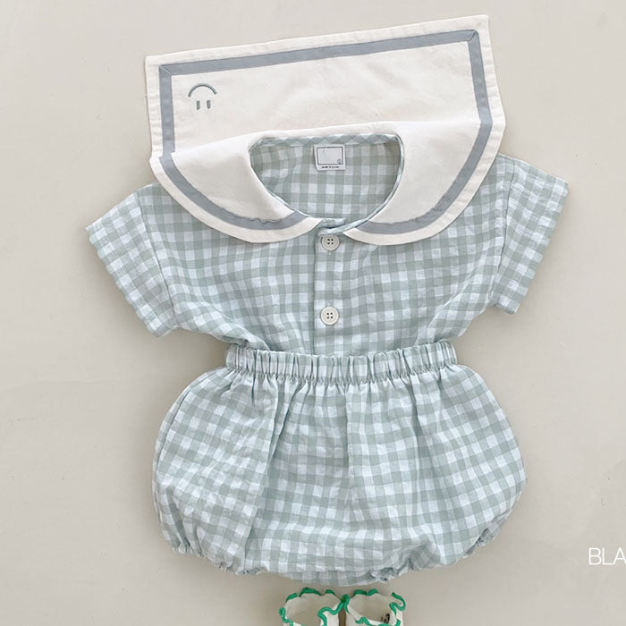 Style Infant Refreshing Plaid Academy Short Sleeve Bulky Underpants Born Children's Suit