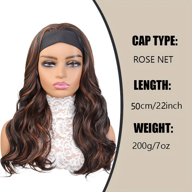 Female Ribbon Curly Hair Big Wave Chemical Fiber Black Pick Wig Long Curls