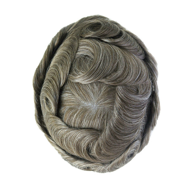 Men's Leather Hand Crochet V Needle Hairpiece Men's Wig