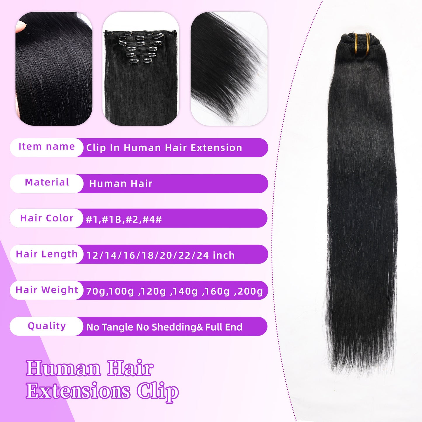 Hair Hairpiece Clip Female Long Straight Wig