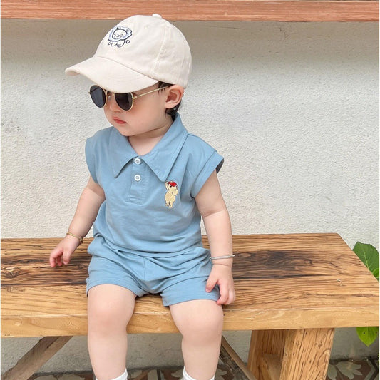 Boy Sleeveless Tank Top Shorts Two-piece Loose Thin Breathable Cotton Children's Suit