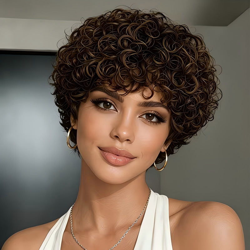 Volume Afro Female Fiber Fluffy Curls Wig Short Curly Hair