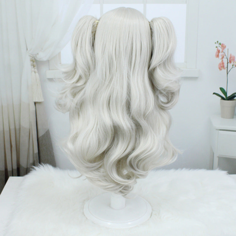 Women's Charlotte Linen Gray Curly Hair Double Ponytail Cos Wig
