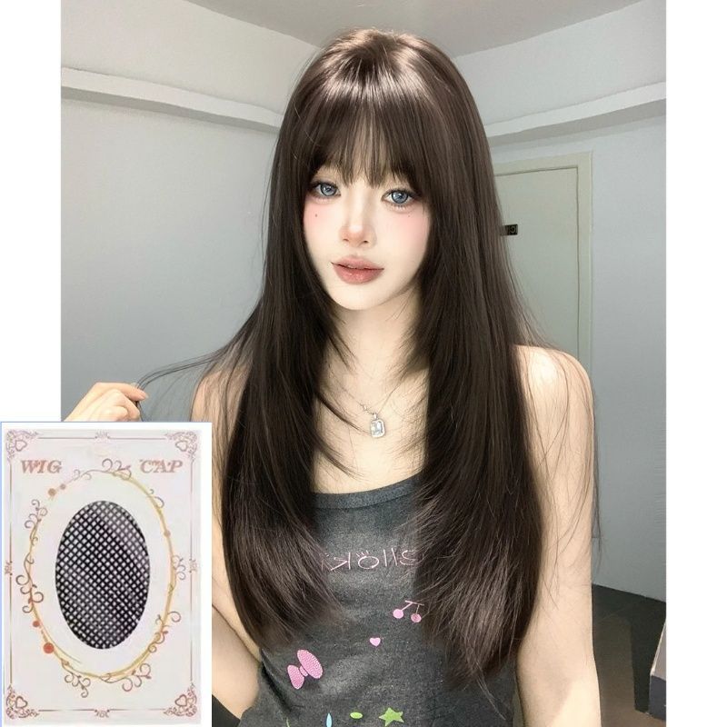 Spring Flower Female Upgrade Full Refined High Skull Top Hair Long Straight Wig