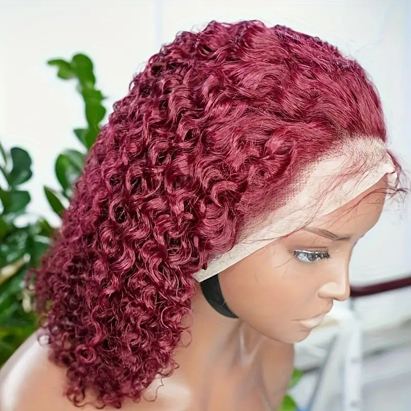 Women's Small Lace Head Natural Black Medium Chemical Fiber Cover Wig Short Curly Hair