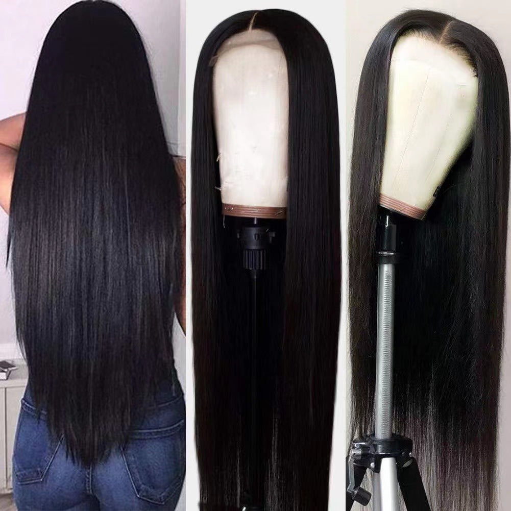 Comfortable Hand-woven Front Lace Hair Sheath Long Straight Wig