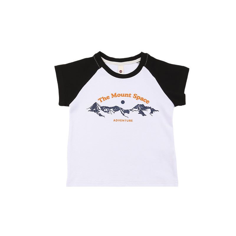 Children's Summer Color Contrast Patchwork Half-sleeved Lightweight Children's T-shirt