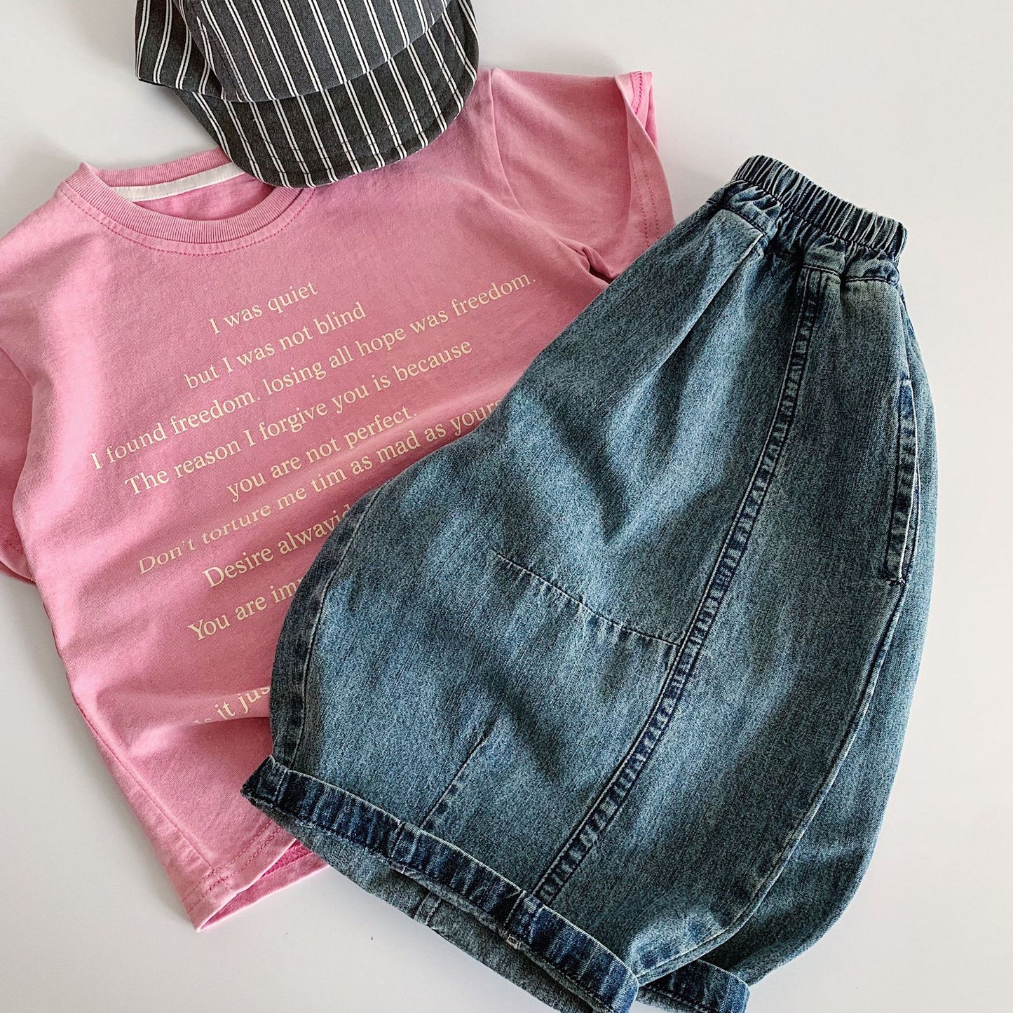 Children's Summer Korean Style Wide Leg Jeans Thin Cropped Children's Pants