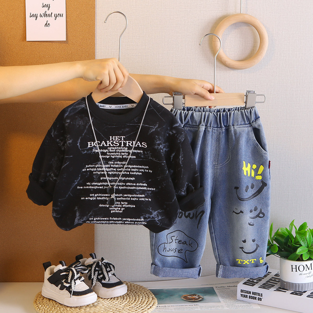 Children's Clothes Fashionable Embroidery Bag Coat Autumn Leisure Sports Children's Suit