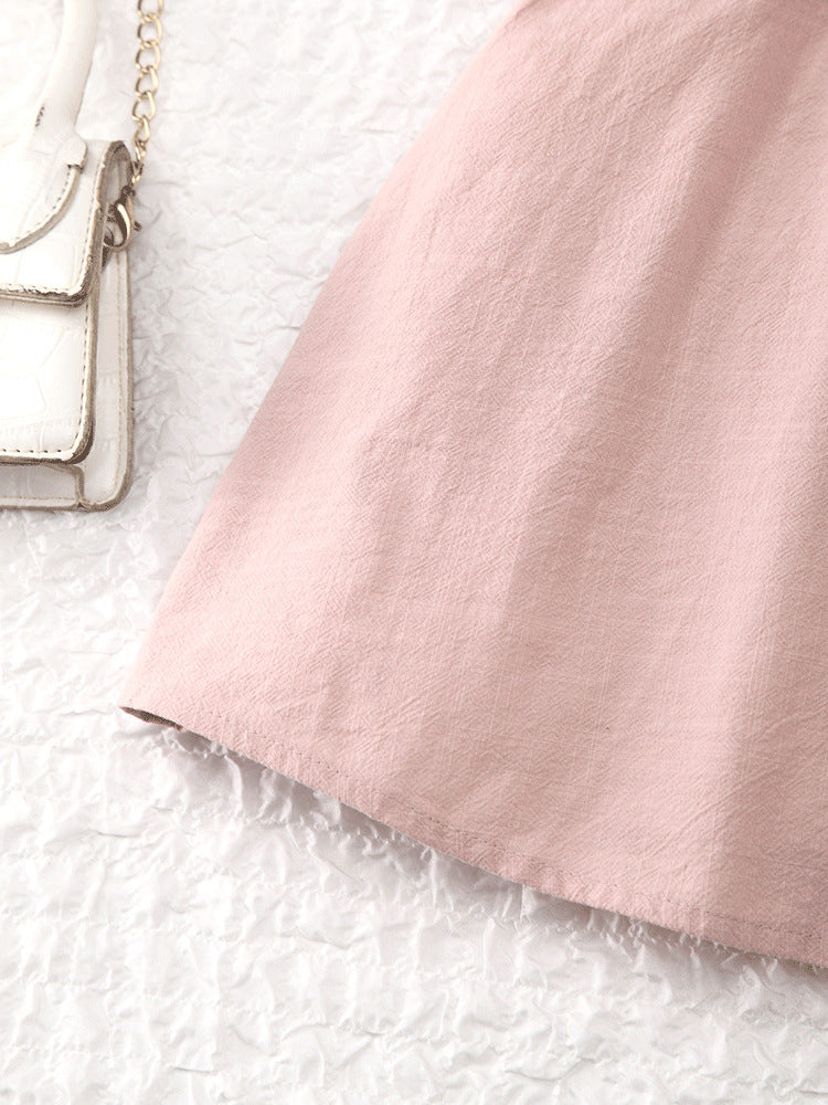 Children's Little High-grade Summer Class Solid Color Flounced Children's Dress