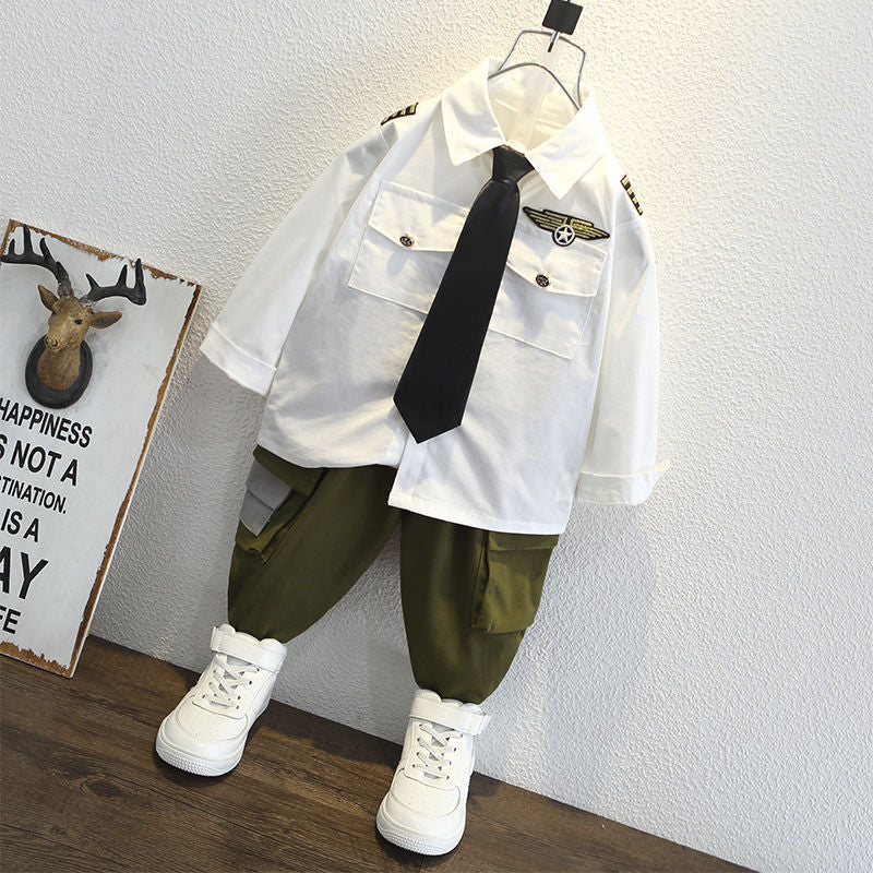 Children's Captain Clothing Fashion T-shirt Summer Clothes Children's Suit