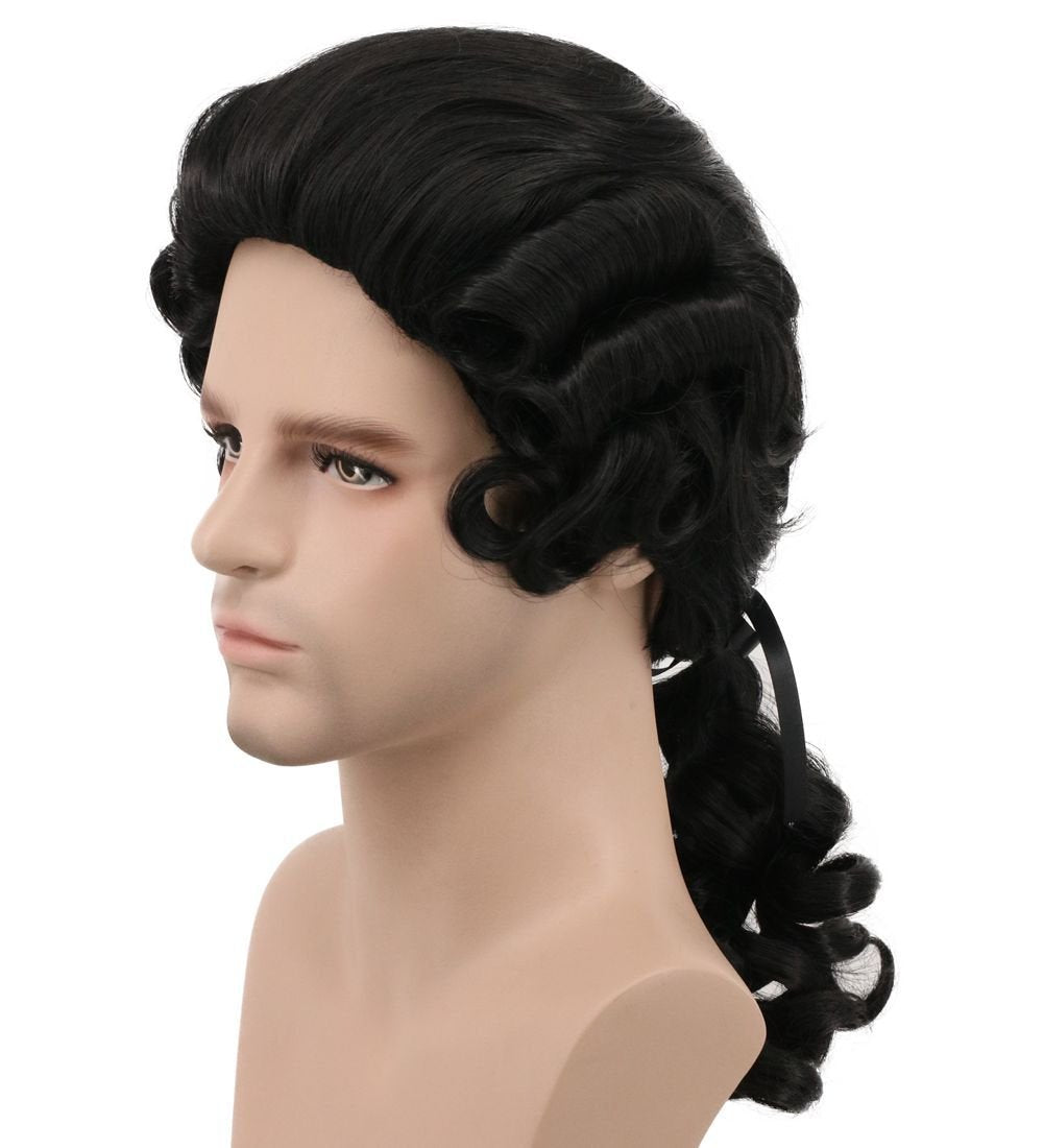 Men's Long Wave White Washington Halloween Judge Lawyer Role Cos Wig