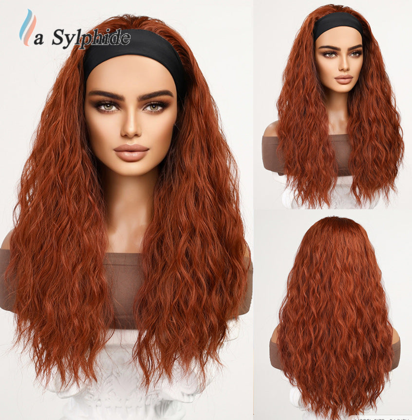 Hair Band Female Black Small Curly Brown Straight Mechanism Wig Long Curls