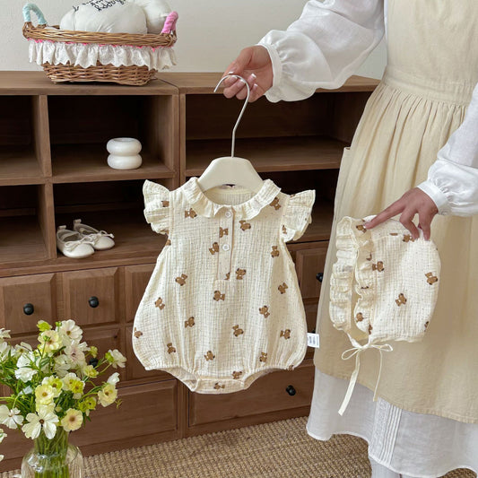 Korean Style Summer Clothes Thin Cotton Cute Bear Born Jumpsuit Jumpsuit, Climbing Suit