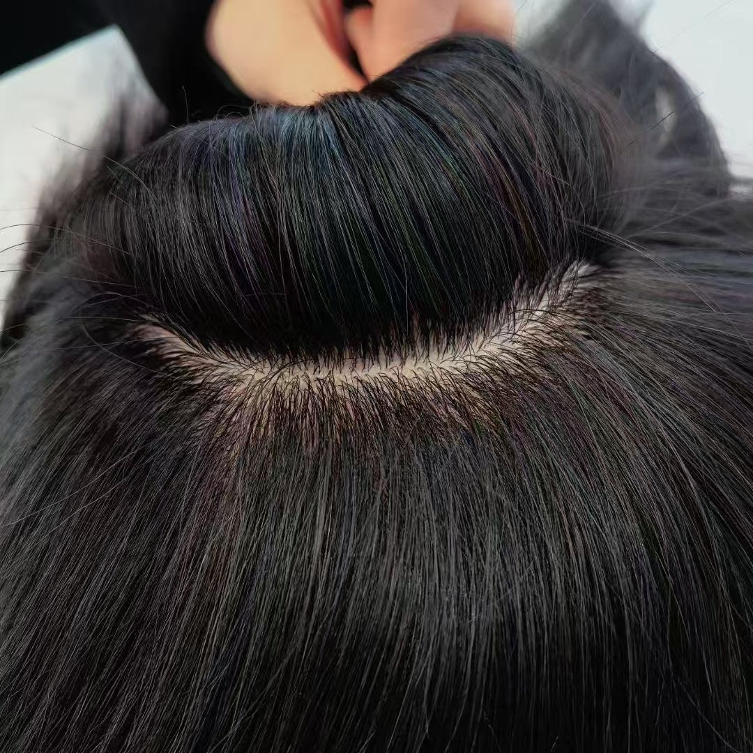 Men's Supplementing Piece Delivery Needle Full Human Hand-woven Head Additional Volume Men's Wig