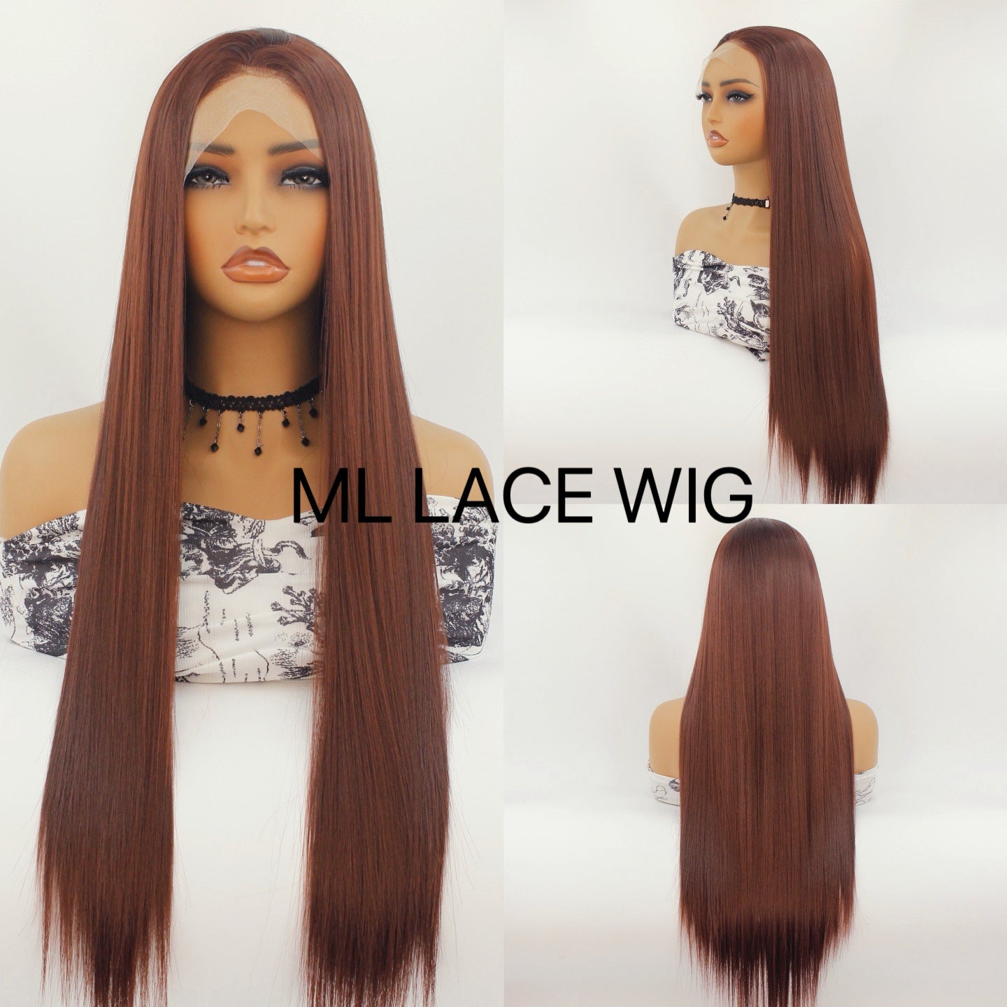 Synthetic Chemical Fiber Hairline Suitable For Ladies High Temperature Resistant Long Straight Wig