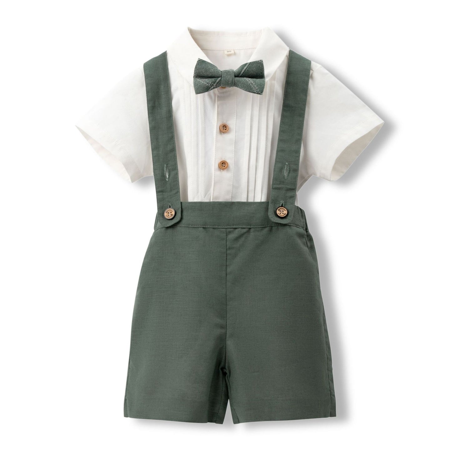 Children's Summer Clothing Solid Color Shirt Overalls Dress Two-piece Set Children's Suit