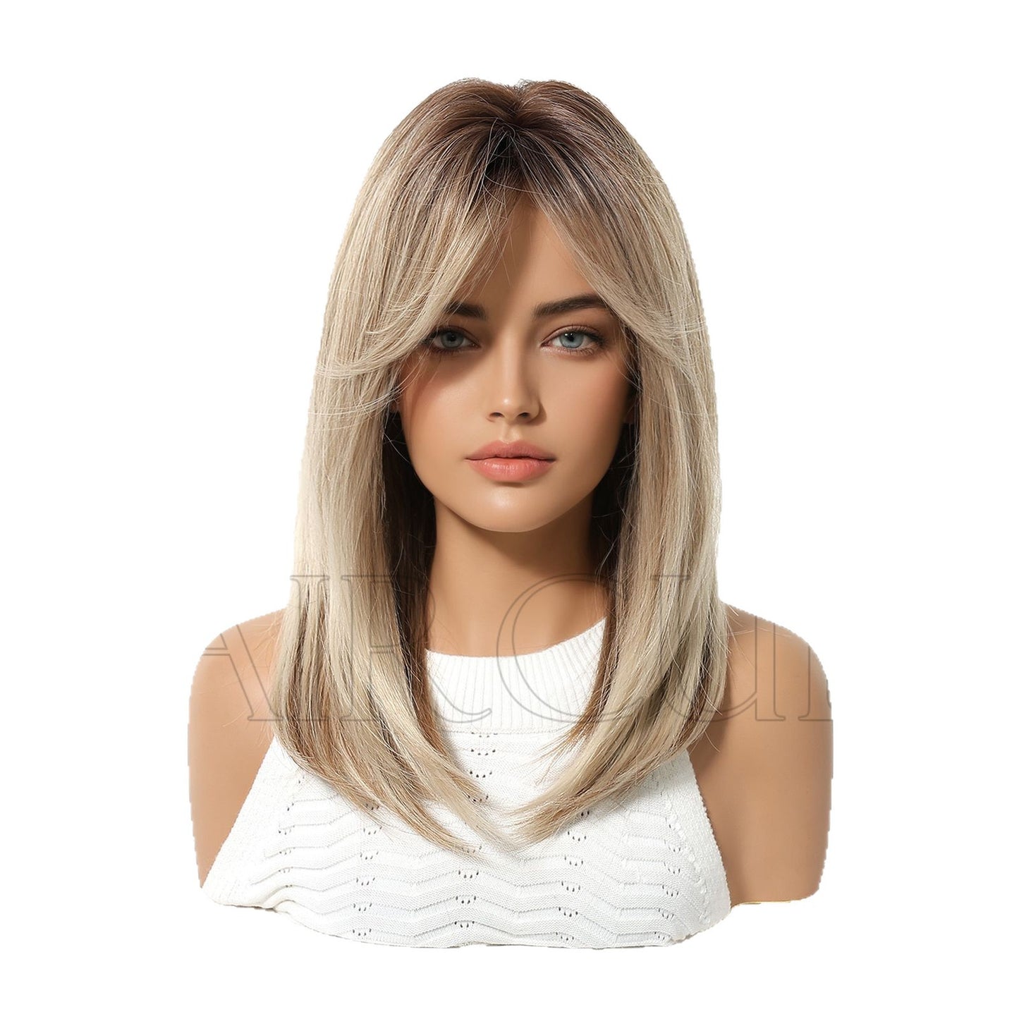 Headgear Female Atmosphere Sense Bangs Mid-length Temperament Wig Short Straight Hair