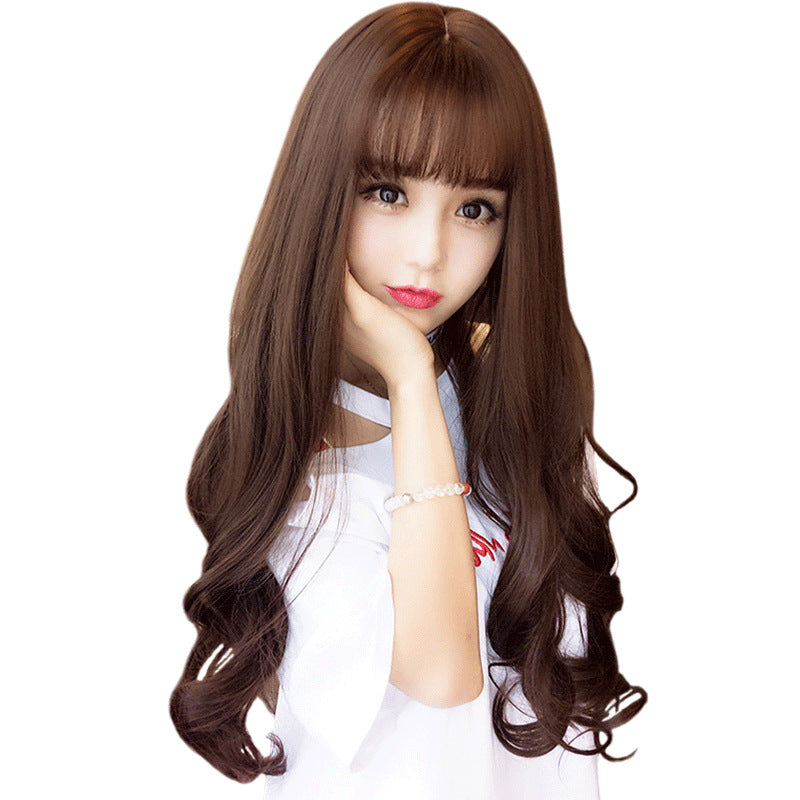 Net Female Curly Hair Air Bangs Wig Long Curls