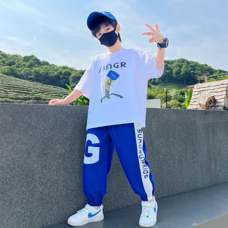 Children's Boys Summer Middle Big Short Sleeve Fashionable Children's Suit