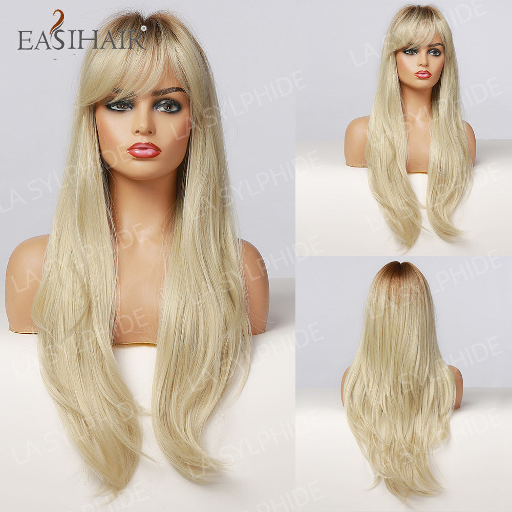 Color Hair Air Bangs Female Mechanism Whole Head Long Straight Wig
