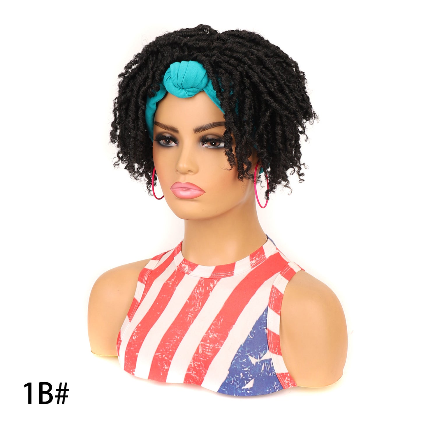 Turban Head Sleeve Curved Cover African Wig Short Curly Hair