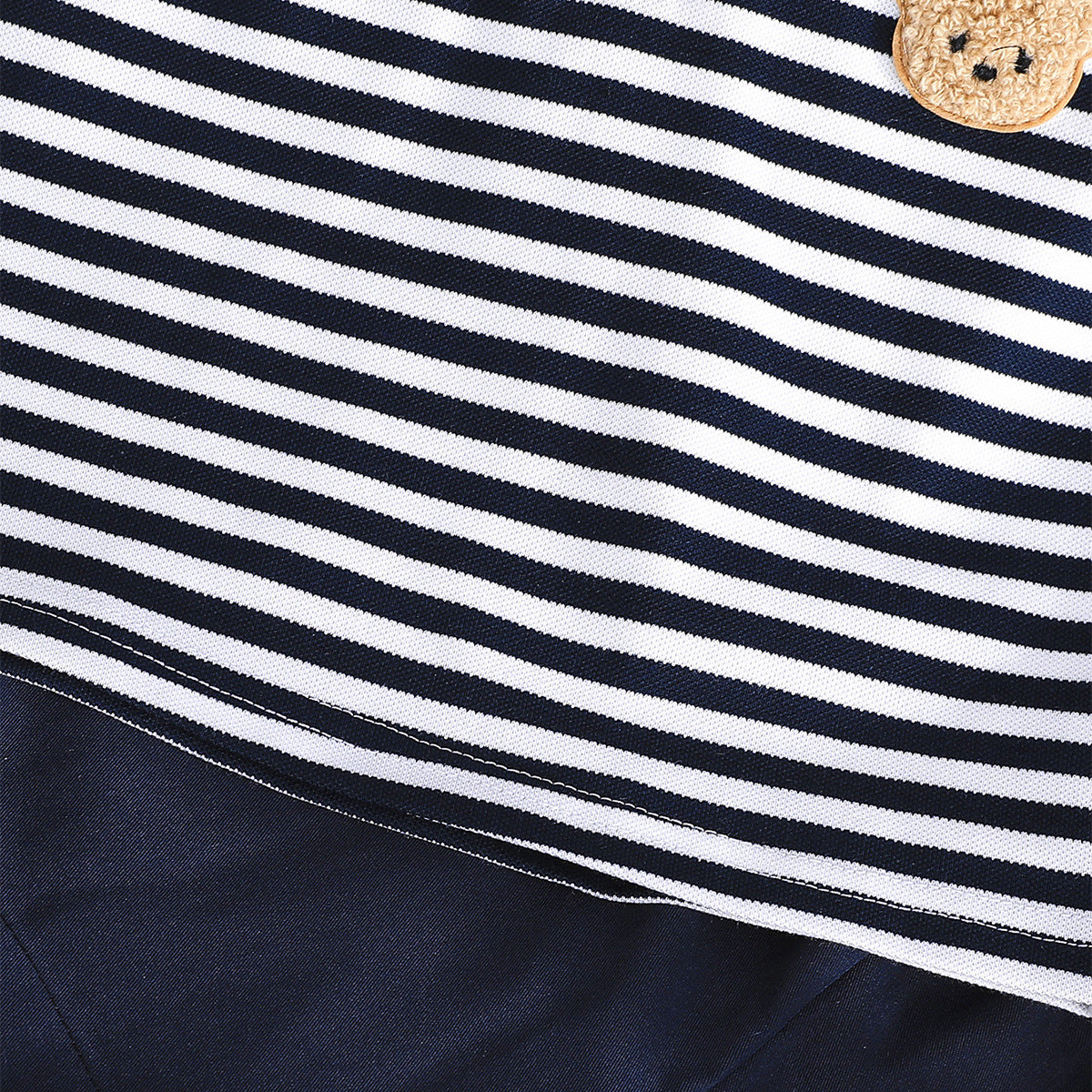 Summer Simple Fashion Boy Bear Zhang Zi Striped Polo Collar Children's Suit