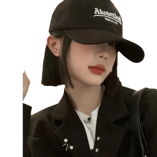 One Female Early Autumn Style Fashion Baseball Cap Simulation Wig Short Straight Hair