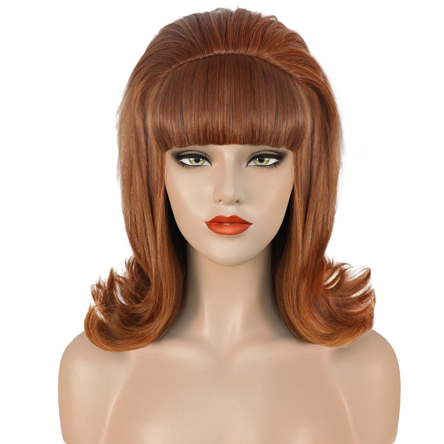 Women's Vintage Tall Hat For With Brown Wig Short Curly Hair